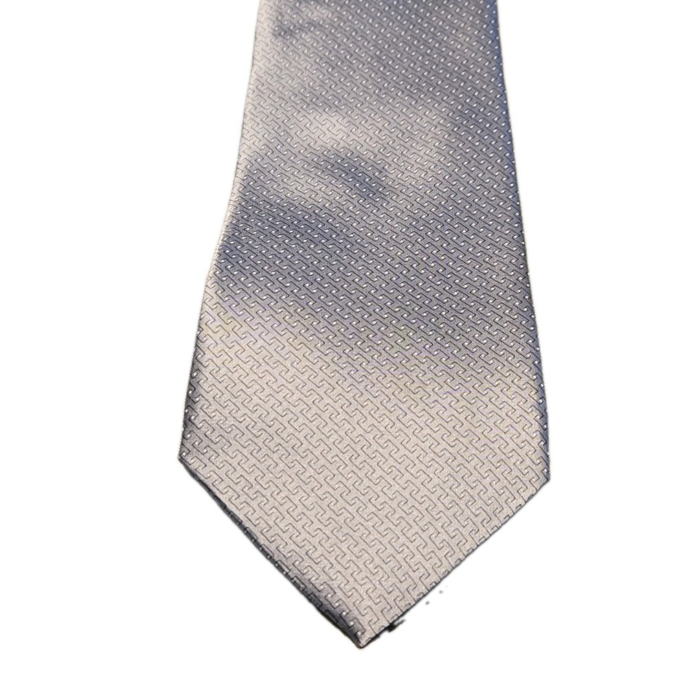 RBM Silk Tie Mens Slate Gray Geometric Pattern Necktie Robert Benjamin Silk